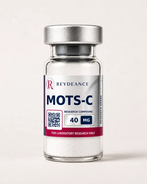 MOTS-C 40mg — labelled lyophilised vial, product photograph